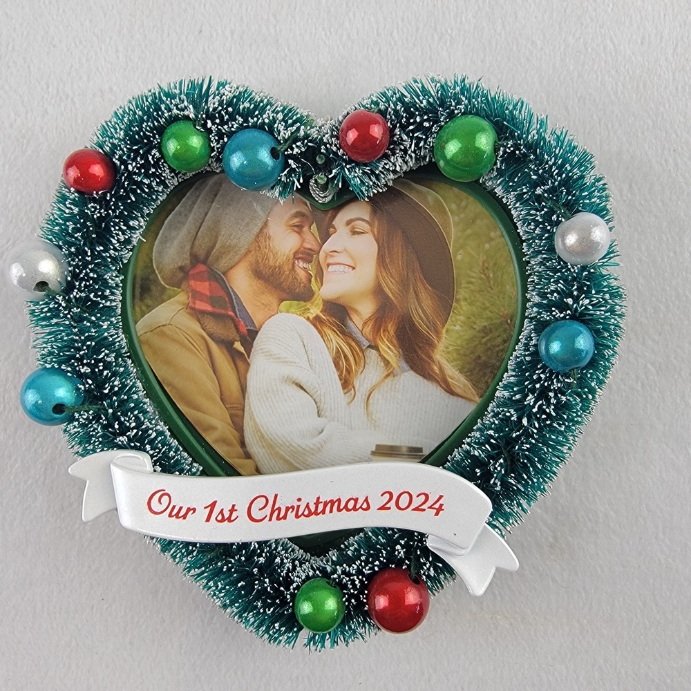 Hallmark Keepsake 2024 Our 1st Christmas Photo Holder Ornament Heart QGO2711